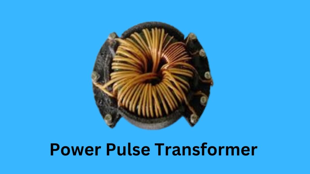 Image of a power pulse transformer, showcasing its compact design and electrical connections for efficient energy transfer.