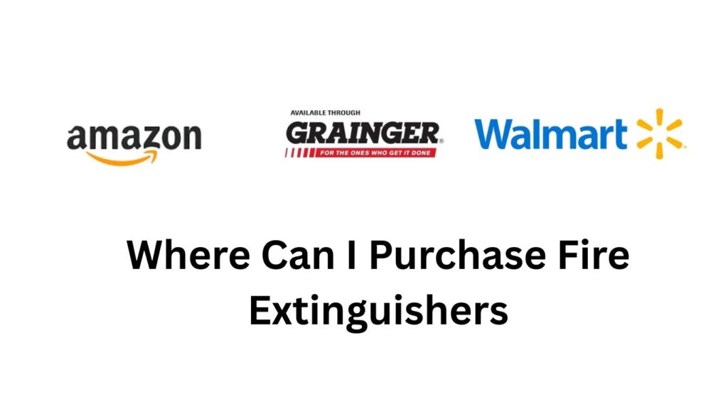 Image showing various fire extinguishers available for purchase in a retail store aisle.