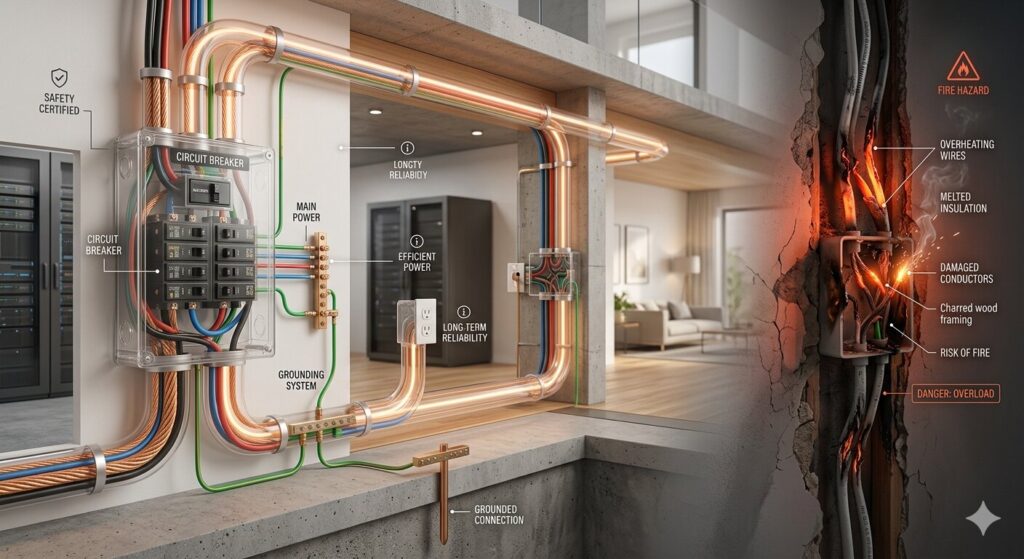 Copper wire electrical wiring.
